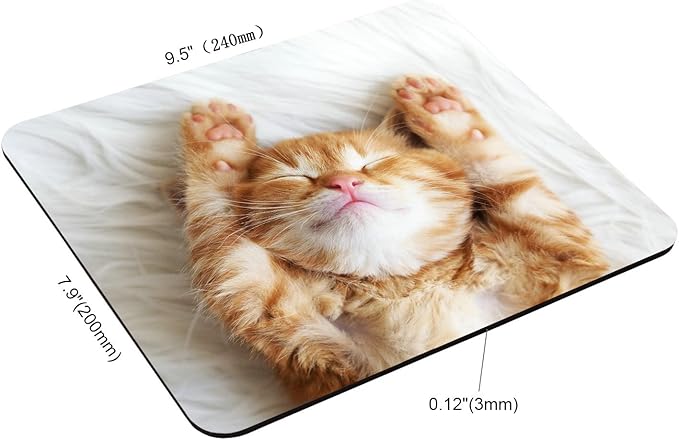 Mouse Pad, Rectangle Cute Little Kitten Sleeps Anti-Slip Rubber Mousepad for Gaming Office Laptop Computer PC Men Women Kids, Cute Custom Pattern 9.5"x7.9"x0.12" Inch