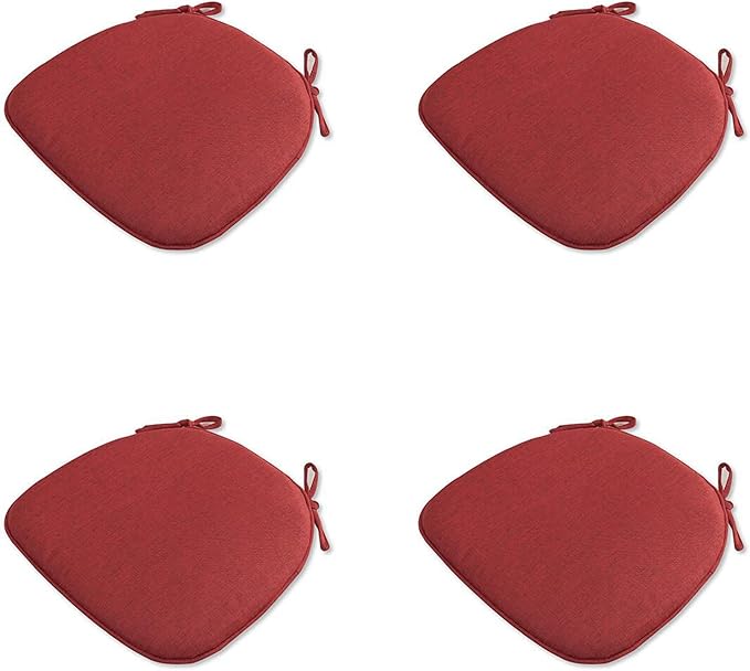 U Shaped Chair Cushion Cover with Ties for Dining Chair Pad Set of 4 Linen Thick Non Slip Seat Cushion for Kitchen Living Room Office Chair Decor Machine Washable 17"x 16" (Red, 4)