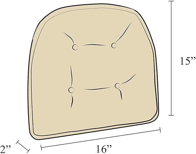 Non-Slip Chair Cushions, Assembled in USA, U-Shaped Skid-Proof Seat Pads for Dining Room, Kitchen, Office, 15"x16"