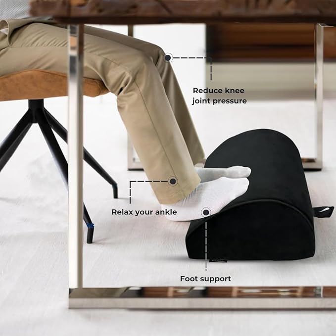 Friends of meditation Foot Rest for Office Chair | Foot Stool for Sofa | Ergonomic Foot Rest Under Table/Desk | Leg Resting Stool | Removable Cover | Black