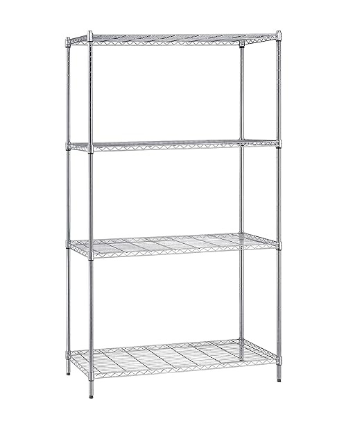 Quantum Storage Systems WR86-1454C Starter Kit for 86" High 4-Tier Wire Shelving Unit, Chrome Finish, 14" Width x 54" Length x 86" Height