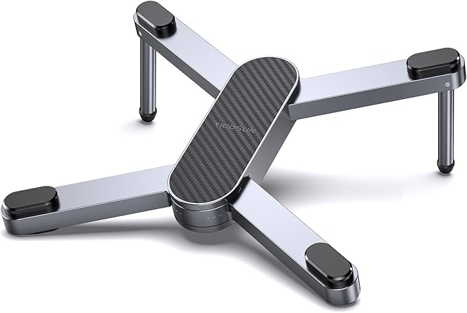 YICOSUN New Concept Laptop Stand - Adjustable Ergonomic Aluminum Riser for MacBook Pro/Air up to 15.6” - Foldable & Portable Computer Stand for Desk, Students, Office, Travel, Gaming - Gray