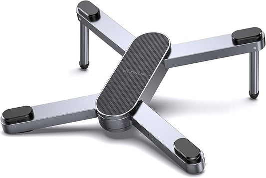 YICOSUN New Concept Laptop Stand - Adjustable Ergonomic Aluminum Riser for MacBook Pro/Air up to 15.6” - Foldable & Portable Computer Stand for Desk, Students, Office, Travel, Gaming - Gray