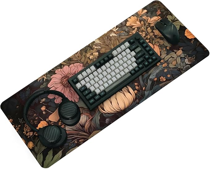 Gaming Mouse Pad with Anti-Slip Rubber Base, Extended Large Computer Mouse Mat with Stitched Edges, Long XL Anime Mousepad for Laptop and Keyboard, 31.5 x 11.8 inch (Wildflowers)