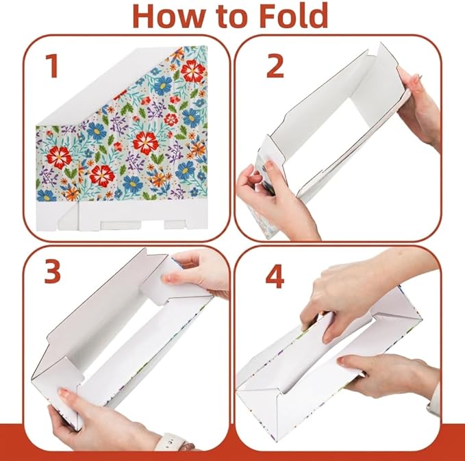 WRINGKIT 20 Pack Cardboard Magazine File Holder, Foldable Magazine Organizer Box, Large Vertical Magazines Storage Bin with Blank Label Sticker for School Office Shelves, File Folders for Documents