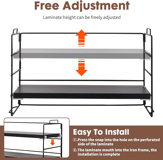 ShellKingdom Desk Shelf Organizer, 3 Tier Desktop Shelves, Adjustable Bookshelf Storage Rack and Office Cubicle Decor for Tabletop, School, Office, Dorm Organization (Black)