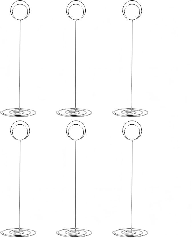 10 Pack 8.75 inch Tall Table Number Holders Place Card Holder Table Picture Holder Wire Photo Holder Clips Picture Memo Note Photo Stand (Silver)