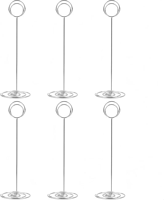 10 Pack 8.75 inch Tall Table Number Holders Place Card Holder Table Picture Holder Wire Photo Holder Clips Picture Memo Note Photo Stand (Silver)