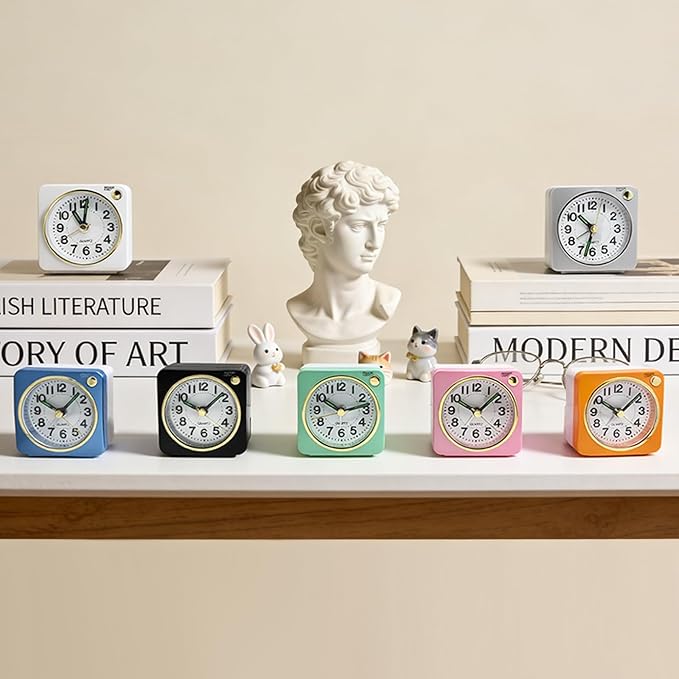 Lamisola Ultra Small Battery Analog Travel Alarm Clock, Retro Bedside Desk Clocks for Bedrooms, Vintage Home Decor for Bathroom Kichen Office Room,Pink