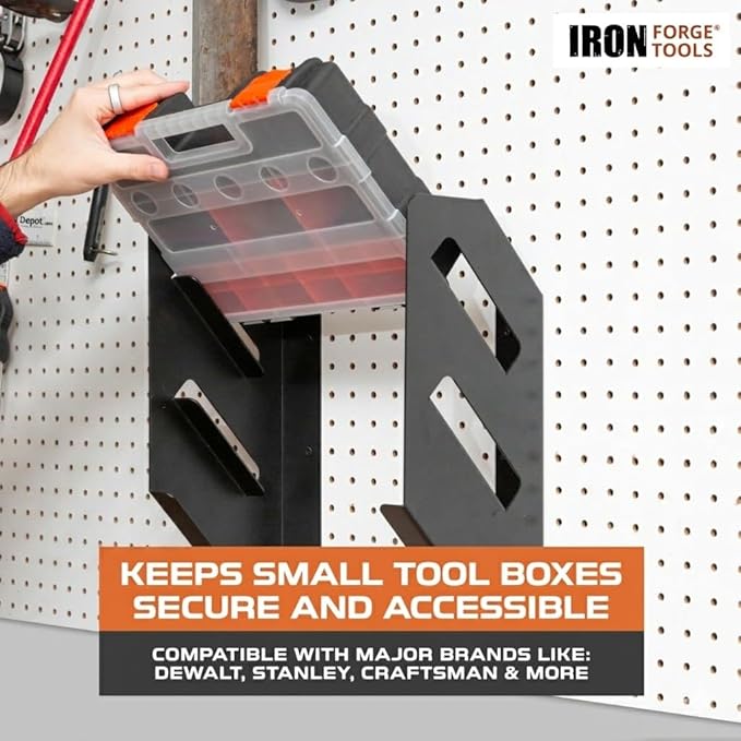 Iron Forge Tools Small Parts Organizer Box Bracket Kit for Work Van Storage - Fits 3 Small 1.75-3 in. depth Tool Box Organizer, Wall Mount Shelving
