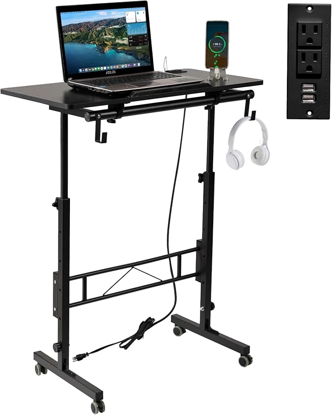 SIDUCAL Standing Desk Height Adjustable with Tiltable Tabletop, Black