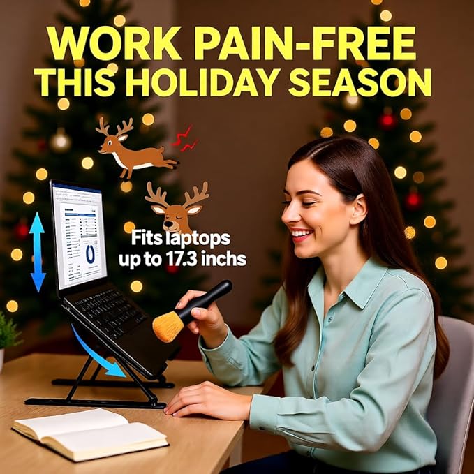 Adjustable Laptop Stand with Cleaning Brush – Aluminum Alloy Ergonomic Riser, Foldable & Portable Ventilated Notebook Holder for Desk, Fits Laptops up to 17.3" -(7 levels ) 23.6"MODEL (GRAY)
