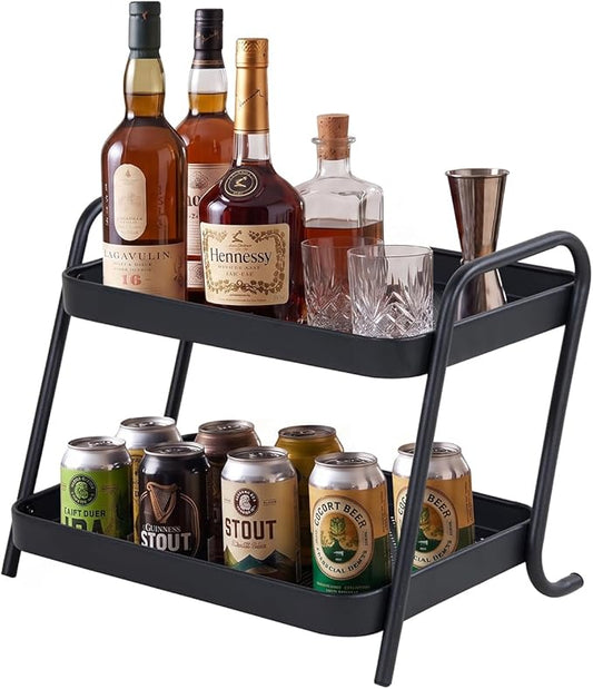 2-Tier Desk Organizer Multifunctional Storage Shelves for Office, Dresser, Kitchen, Stylish Organizer for Cosmetics, Office Supplies, Food, Compact, Durable, Space-Saving Design for Women
