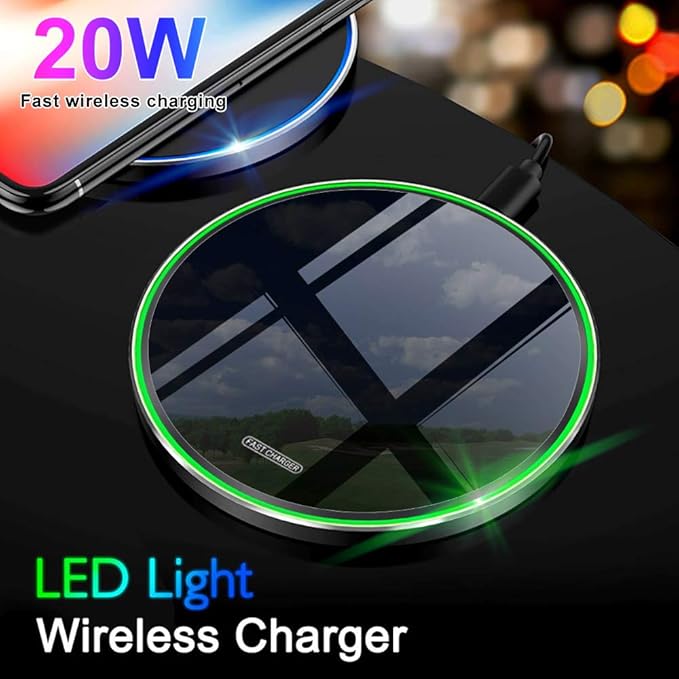 Fast Wireless Charger,20W Max Wireless Charging Pad Compatible with iPhone 17/17 Pro/Pro Max/16/15/14/13/12,AirPods;FDGAO Induction Charge Mat for Samsung Galaxy S25/S24/S23/S20/Pixel/G8