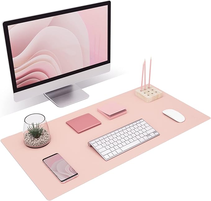 K KNODEL Non-Slip Desk Mat, Desk Pad, Desk Blotter, Desktop Mat for Desk, Large Desk Protector, Office Computer and Laptop Mat for Desk (31.5"x15.7", Pink)