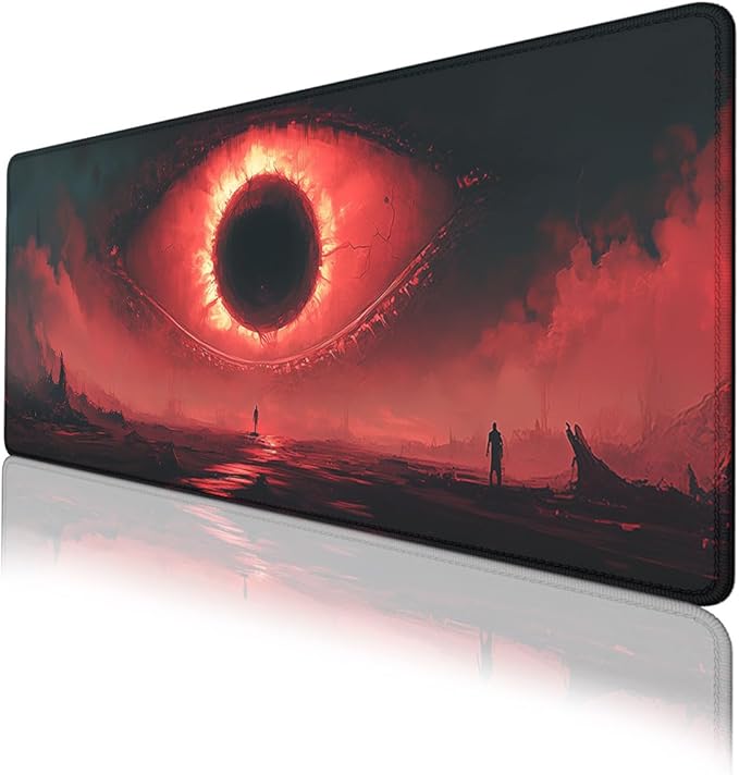 Sun Gaming Mouse Pad Apocalypse Scene Black Hole Solar Eclipse Mousepad Extended Large Laptop Keyboard Non-Slip Rubber Base with Stitched Edges for Home 31.5x11.8 in