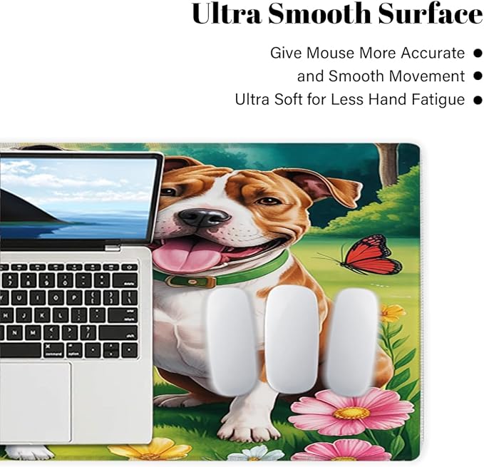 Large Mouse Pad Spring Animal Dog Non-Slip Rubber Long Gaming Desk Mat Big Computer Keyboard Mousepad Waterproof Protector Wristing Pad for Gaming Office Home Decorative 31.5 X 11.8 Inch