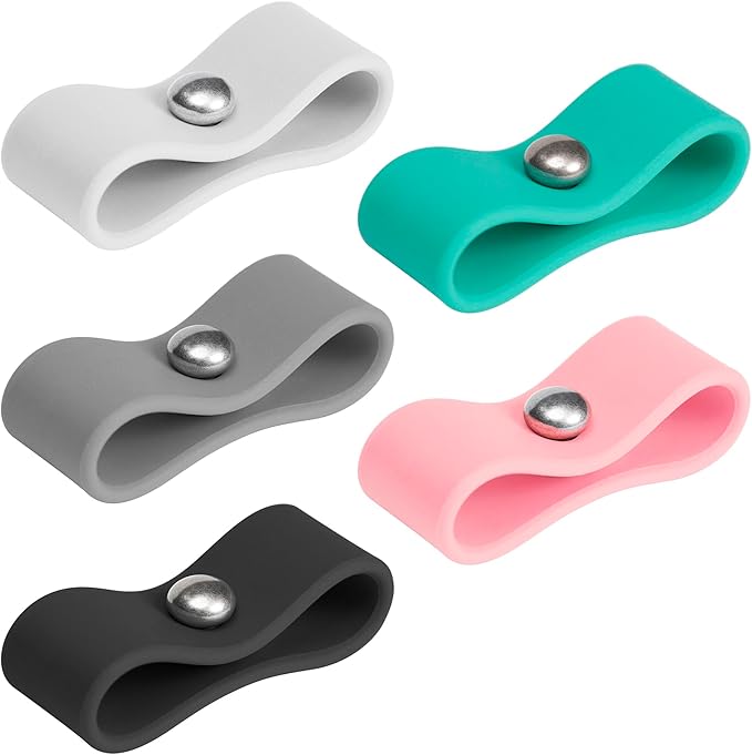 5 Pack Cord Organizer, Ring Cord Keeper, Cable Organizer USB holder, Silicone Cable Ties, Reusable Cord Organizer Cable Straps, Earphone winder, Storage Straps for Electronics, Earbuds