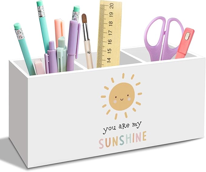 You Are My Sunshine Pen Pencil Holder for Desk, Inspirational Boho Sun Office Desk Accessories, Boho Sunshine Pen Holders Organizer for Kids Room Bedroom Playroom Nursery Classroom