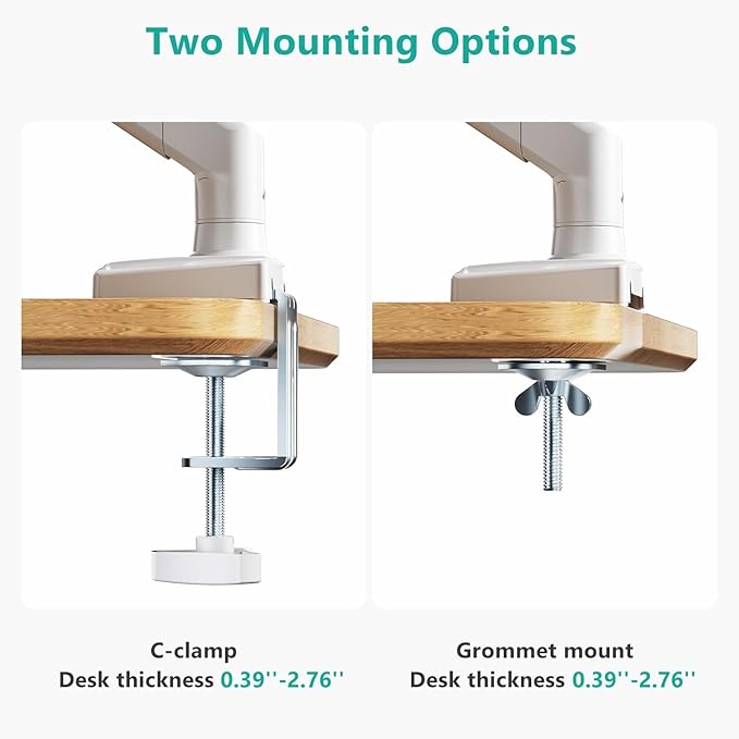WALI Single Monitor Arm Mount Stand, Adjustable Arm Monitor Mount for Display up to 32 Inch,19.8lbs Capacity (GSMP001W), White