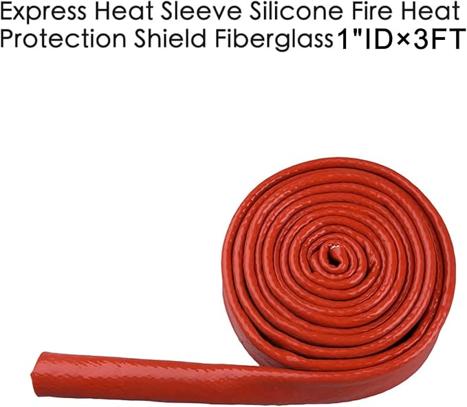 1"(25.4mm) ID Fire Sleeve Heat Sleeve Heat Shielded Fire Thermo Armor Silicone Coated Fiberglass for Automotive Hose Lines & Electrical Wiring,3.3 feet(Red)