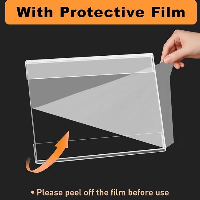 20 Pcs Acrylic Sign Holder 11 x 8.5, Horizontal Wall Mount Sign Holders with Adhesive, Clear Plastic Frames Paper Display Sign Holders for Office, Home, Store, Restaurant - No Drilling