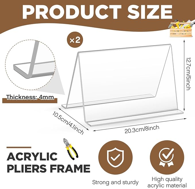CroBlissful 2 Pcs Jewelry Pliers Rack Acrylic Pliers Organizer 8 x 5 x 4 Inch Jewelry Tool Holder Mini Desk Tool Organizer for Work Bench, Studio and Tongs Making Supplies Storage