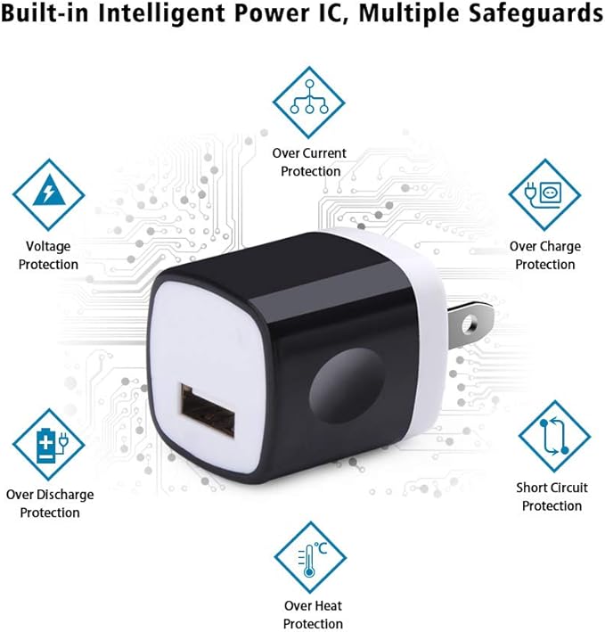 Wall Adapter, USB Wall Charger 6 Pack, UorMe 1A 5V Single Port USB Plug Power Adapter Compatible iPhone 14 Plus 13 12 11 Xs XR X 8, Samsung Galaxy S22 Ultra S22+ S22 A21 S10e S9 Note 20,Google Pixel 6