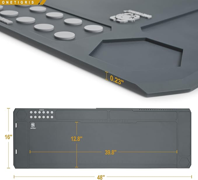 OneTigris Gun Clean Mat Magnectic for Table, Extra Large 48"x16" Anti-Slip Rubberized Repair Mat for Gun Parts, Protects Work Surface from Solvents and Oils