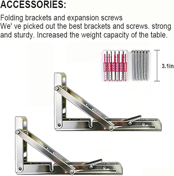 Wall Mounted Folding Table,White Floating Desk for Small Spaces,Stainless Steel Bracket Laundry Folding Table,Wall Folding Desk,Home Bars and Dining Establishments(100x50cm/39.4"×19.7")
