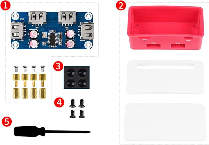 USB HUB Box Kit with USB HUB HAT Board and ABS Case for Raspberry Pi Zero 2 W/Zero 2WH/Pi Zero/Zero W/Zero WH,with 4X Extended USB Ports Compatible with USB 2.0/1.1