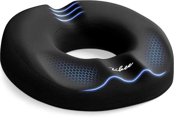 ZIKEE Donut Pillow Seat Cushion for Tailbone Pain, Hemorrhoid Pillow with Pressure Relief Hole & Thigh Slope Design for Postpartum & Post Surgery Sitting Relief, Donut Seat Cushion for Office & Home