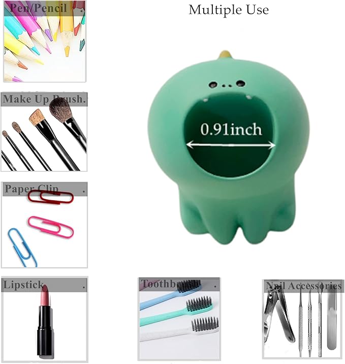 Cute Small Pen Pencil Holder, Kawaii Resin Cat Dog Dinosaur Rabbit Animal Paper Clip Toothbrush Mini Storage Organizer Office Desk Decorations