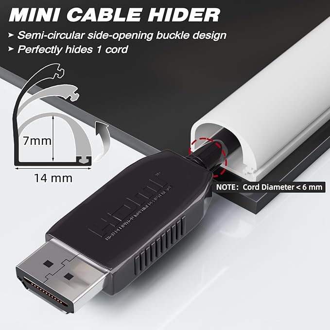 78”TV Cord Hider for Wall Mounted TV, Selfadhesive Wall Cable Hider for 1 Cord, Flexible Silicone White Cord Covers Wire Hiders for Cords on Wall,Babyproof Cable Concealer Raceway Management