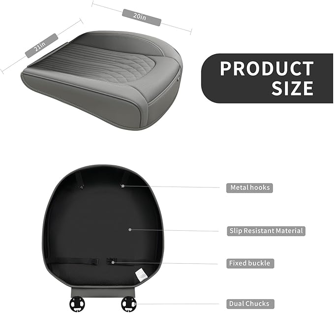 KAYI Car Seat Cover, Memory Foam Car Seat Cushion, Non-Slip Bottom Breathable Car Seat Cover, Relieve Tailbone Pain, Car Seat Protector, Suitable for 95% of Vehicles (Grey, 1 Pack)