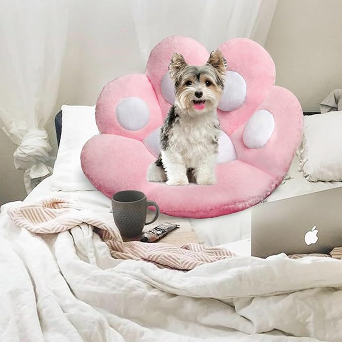 DOBUONO Cat Paw Cushion Kawaii Office Desk Chair Cushion Comfy Plush Cat Paw Shape Gaming Chair Cushion Bear Cute Seat Cushion for Girl, Kawaii Room Bedroom Decorate 28"x 24" (Pink)