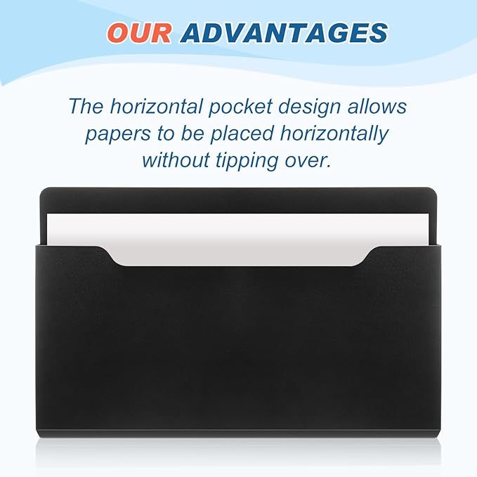 Fuutreo 6 Pcs Magnetic Wall File Organizer Magnetic Wall File Holder Refrigerator Magazine Holder for Mail Letters Paper(Black, White,Horizontal-3 Mixed Size)