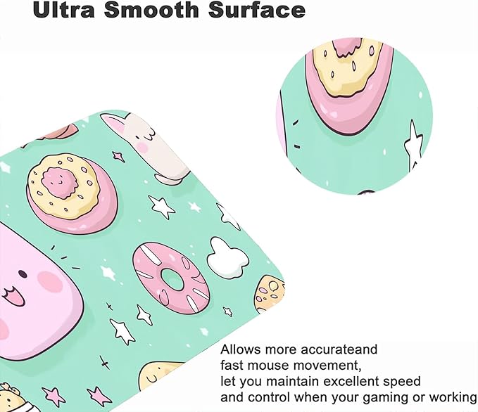 Cute Cat Desk Pad Mouse Pad Stars Donuts Clouds Cartoon XL Mouse Pad Large Mousepad Extended Laptop Keyboard Mat Gaming Desk Pad Mouse Mat 31.5"x11.8" Office Computer Keyboard Laptop Home