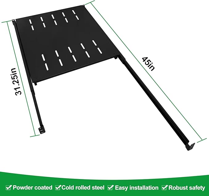 1U Sliding Shelf Tray 19in Mount Keyboard Shelf Tray, Adjustable Depth 31.25 to 45in Sliding Tray for Server Rack/Cabinet Steel Pull Out Drawer for Racks 250LBS Weight GLOBALRACK(SLD-1U31-45)