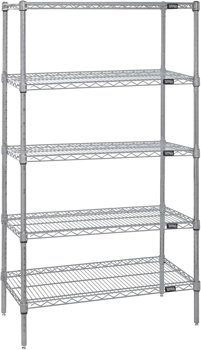 Quantum Storage Systems WR54-1824S-5 Starter Kit Wire Shelves Stainless Steel 5 Shelves 54" H x 24" W x 18" D