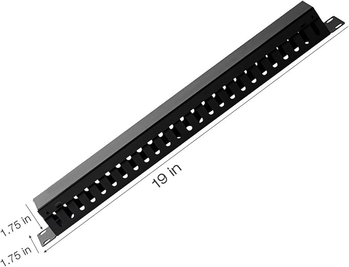 6-Pack 19 Inch 1U Cable Management Horizontal Cable Rack Mount Manager with mounting Screws for Service Rack Cabinet 24 Slot Finger Duct with Cover