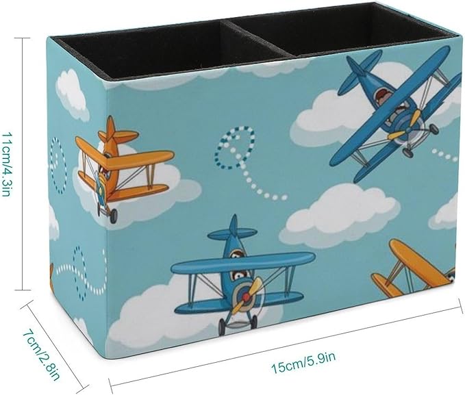 Modern PU Leather Pen Container Cute Airplane, Enhance Your Office Decor