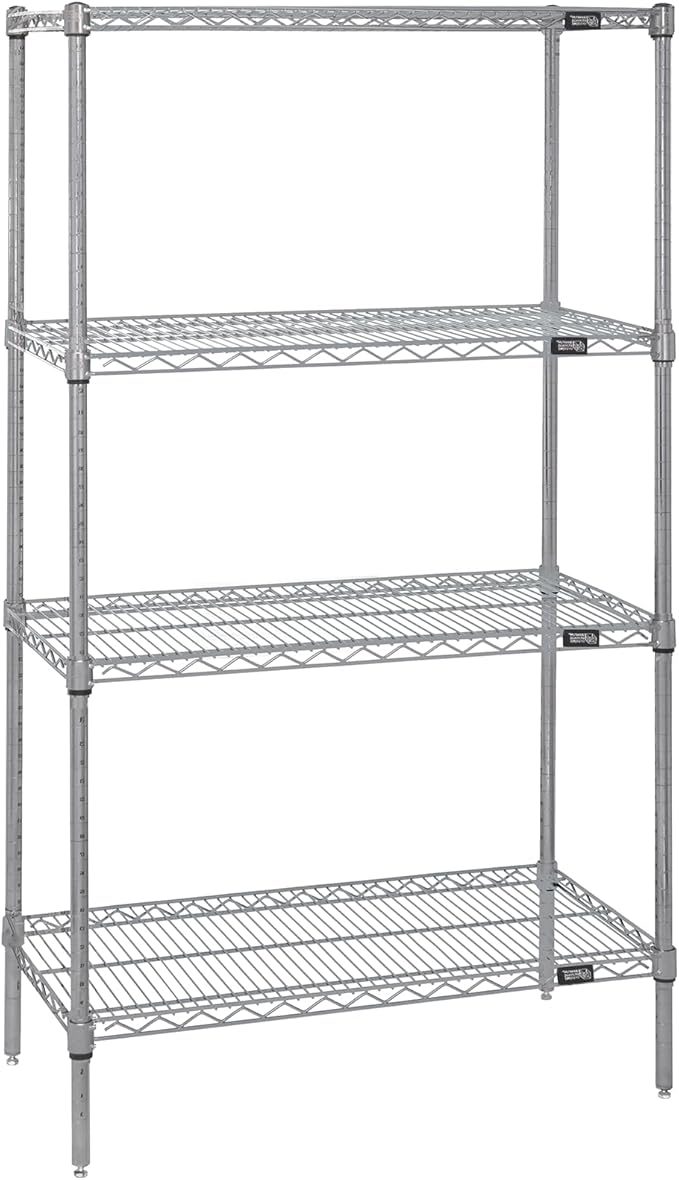 Quantum Storage Systems WR86-1460S Starter Kit Wire Shelves Stainless Steel 4 Shelves 86" H x 60" W x 14" D