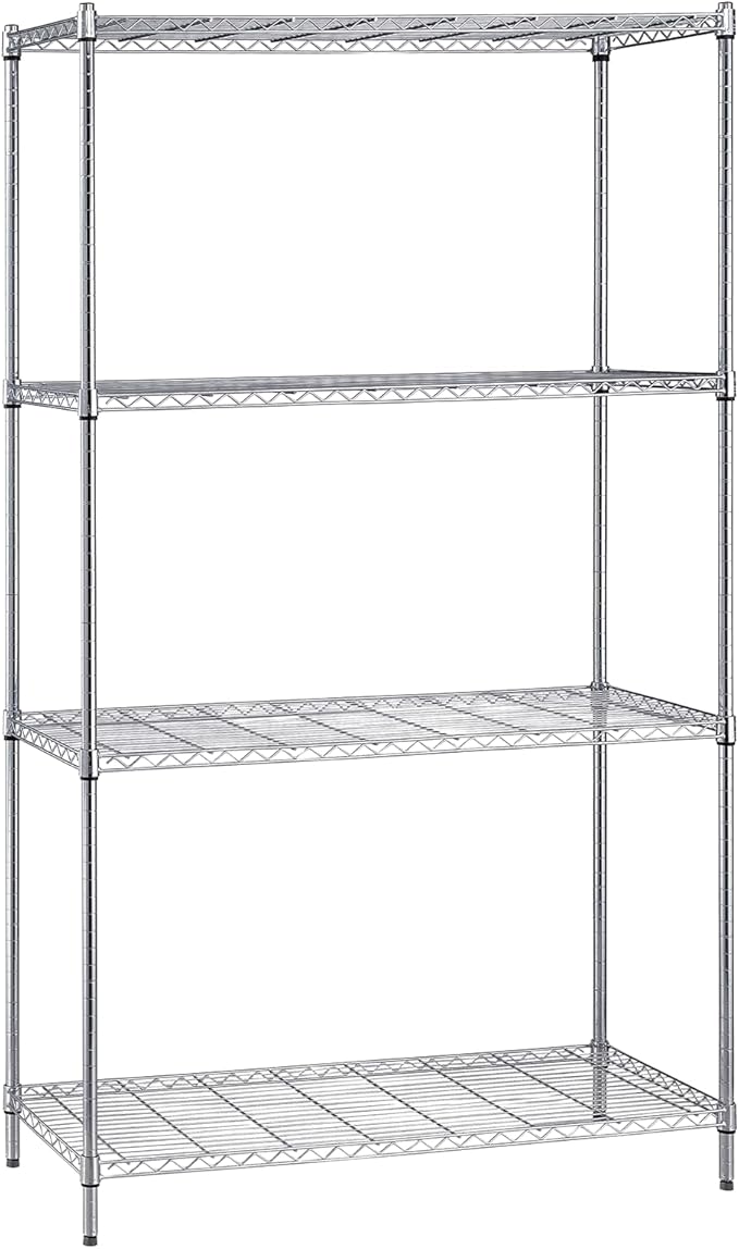 Quantum Storage Systems WR74-2430C Starter Kit for 74' High 4-Tier Wire Shelving Unit, Chrome Finish, 24' Width x 30' Length x 74' Height