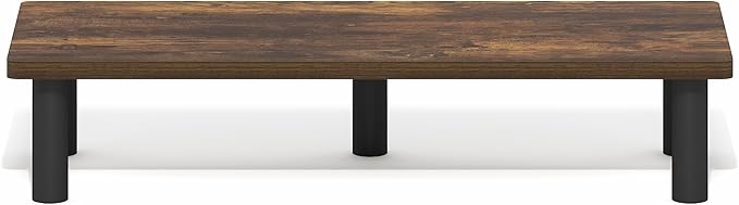 Furinno Turn-N-Tube Monitor Stand Riser, 23.6" Wide Rectangle Monitor Riser, Laptop Stand for Desk, Office Desk Accessories, Desktop Organizers and Accessories, Toolless Assembly, Amber Pine