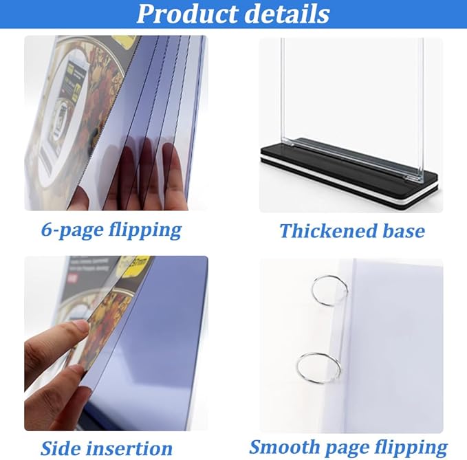 Multi-Page Flip Acrylic Display Stand - T-Shaped 8.5x11 Inches Menu/Photo/Drink/Advertisement Holder