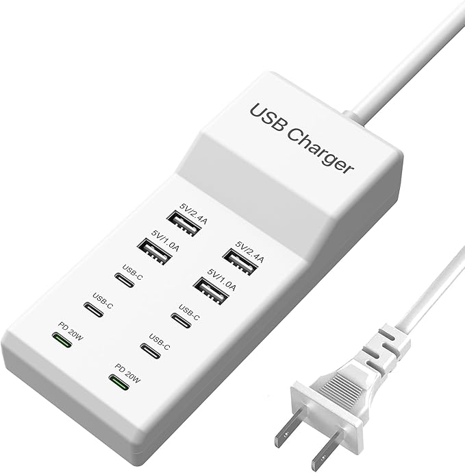 USB C Charging Station, 10 Ports USB C Charger Dock Desktop 100W Multi Port with PD Fast Charger, Compatible with iPhone 15/14/13/12/11/Pro/Pro Max/Samsung S23/S22/S21/Tablet/Watch/Headphones
