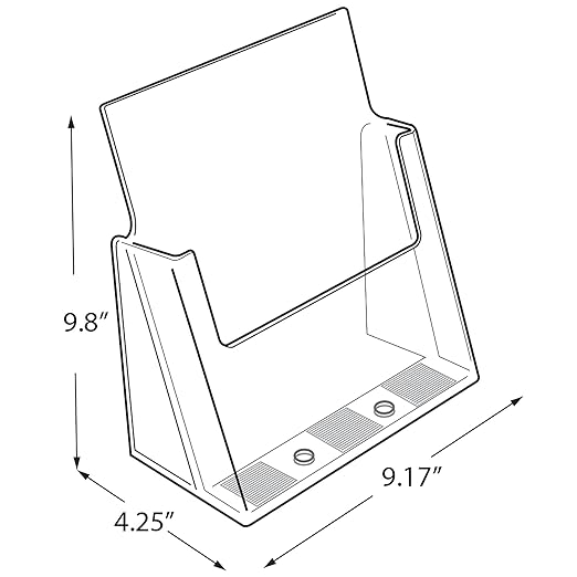 Azar Displays 252385-1PK Clear Acrylic Letter-Sized Brochure Holder – Wall Mount or Countertop Display for 8.5" x 11" Flyers, Magazines, and Pamphlets ( 1-Pack)
