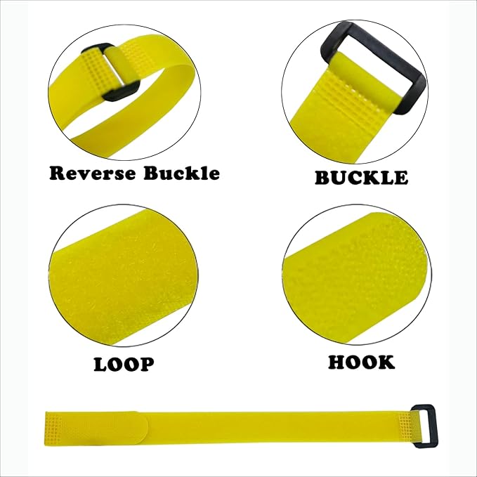 10 Pack (12 x 0.8 Inch) Reusable Fastening Cable Straps Yellow Color,Adjustable Multi-Purpose Hook and Loop Straps Nylon Cable Ties for Wire Cable Management Home Office Garage Organization