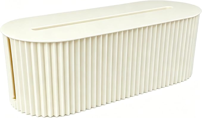 Cable Management Box Cord Organizer Box, Wires Hide Box Cord Concealer for Power Strips Surge Protectors Adapters Office Desk -Beige